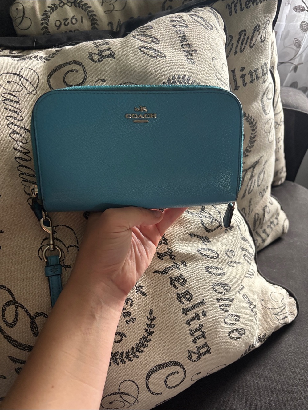 Coach Teal Zip Wristlet Clutch